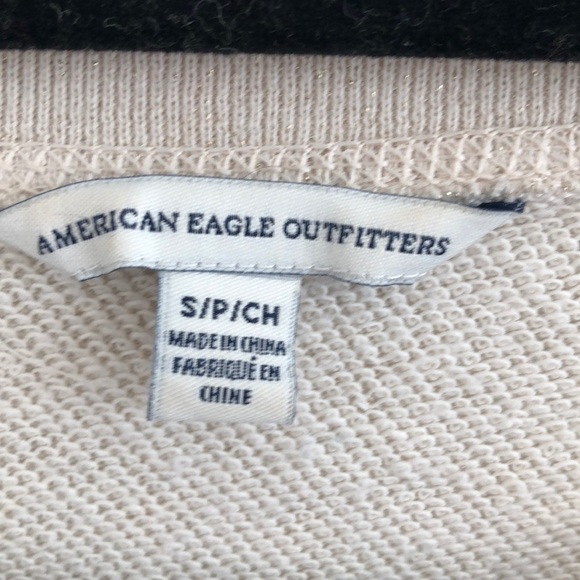 AEO offwhite & gold shimmer sweatshirt Small - Picture 4 of 4